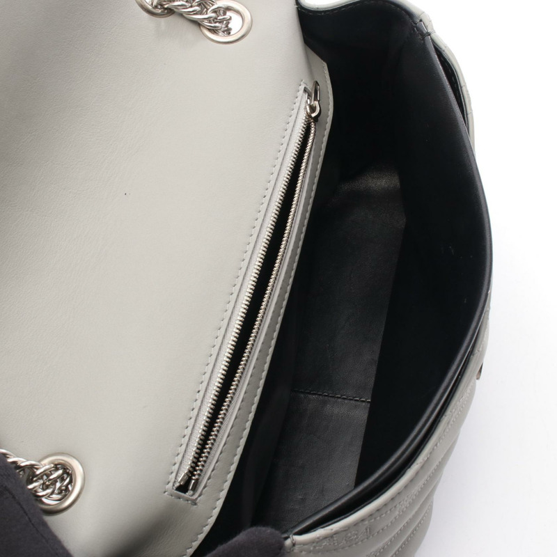 BALENCIAGA BB 圓形鏈條單肩手提包 516921 皮革 灰色 二手 女士-2