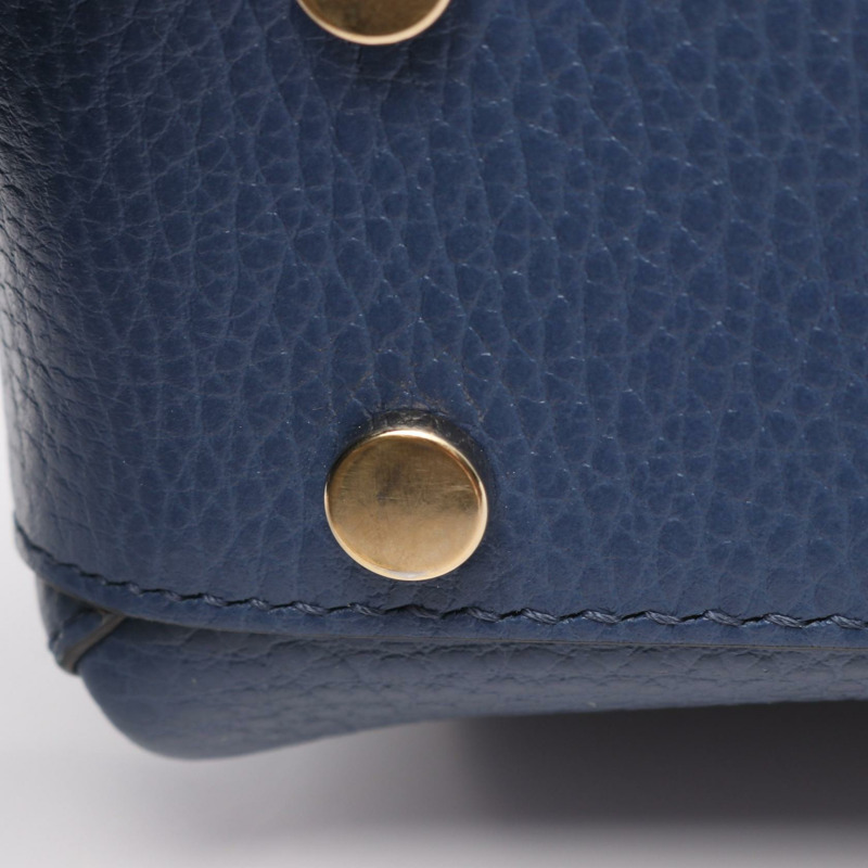 GUCCI 互扣式 G 鏈條單肩手提包 510302 藍色皮革 二手 女士 SHW-5