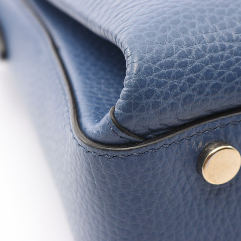 GUCCI 互扣式 G 鏈條單肩手提包 510302 藍色皮革 二手 女士 SHW-6