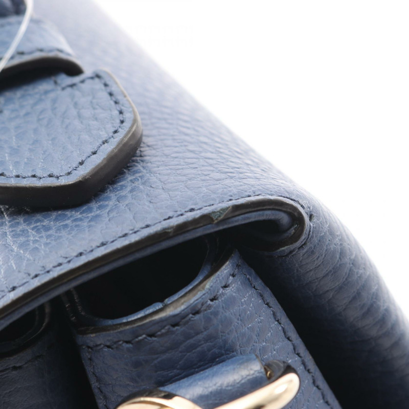 GUCCI 互扣式 G 鏈條單肩手提包 510302 藍色皮革 二手 女士 SHW-7