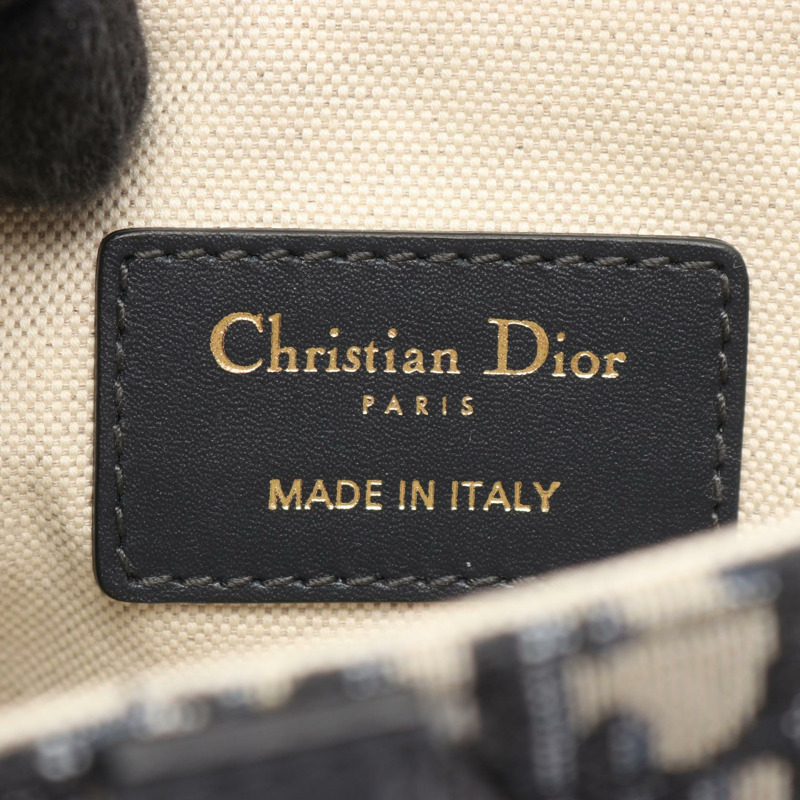 Dior 迷你馬鞍手提單肩包，提花帆布皮革，米色、海軍藍、黑色，二手-3