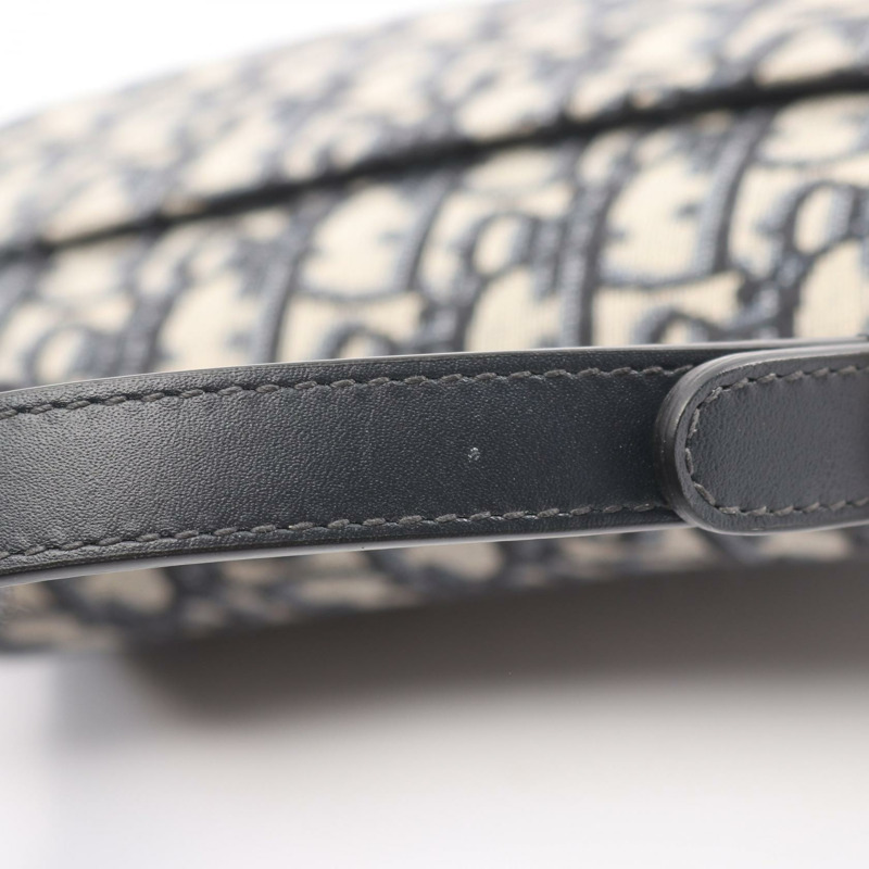 Dior 迷你馬鞍手提單肩包，提花帆布皮革，米色、海軍藍、黑色，二手-7