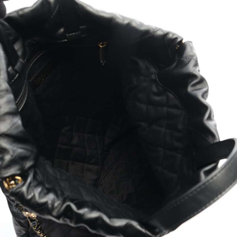 香奈兒 Chanel 22 大號雙肩包鏈肩帶 AS3313 皮革黑色金色五金-2