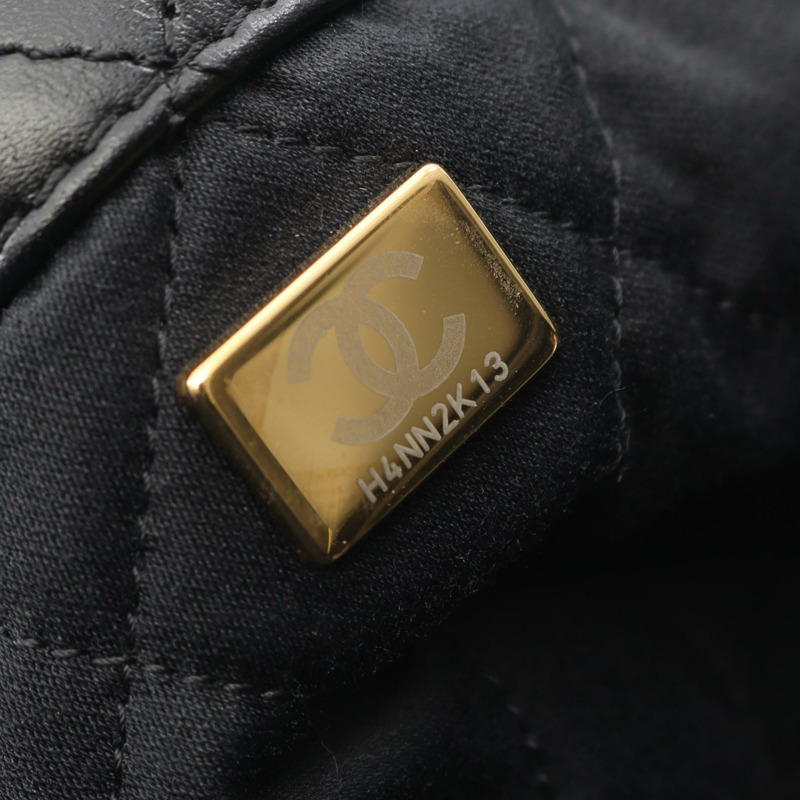 香奈兒 Chanel 22 大號雙肩包鏈肩帶 AS3313 皮革黑色金色五金-4