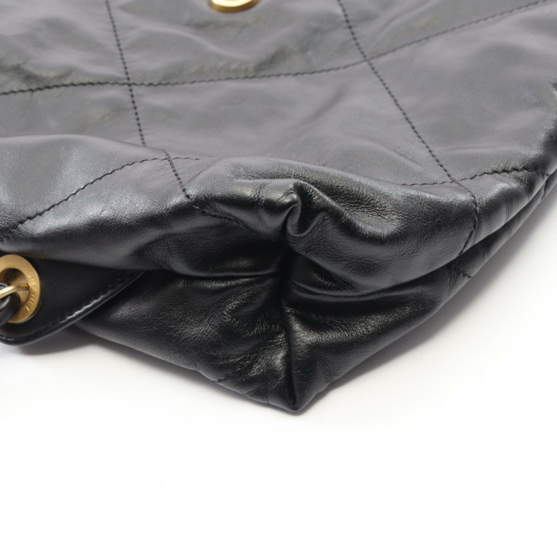 香奈兒 Chanel 22 大號雙肩包鏈肩帶 AS3313 皮革黑色金色五金-6