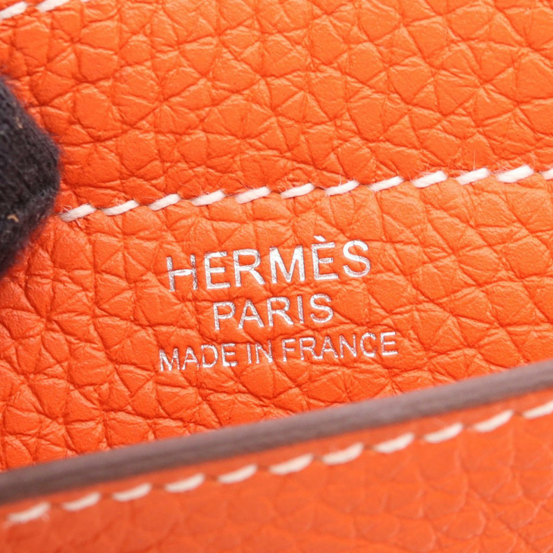 愛馬仕 Cabas Sellier 46 手提單肩包，Clemence 皮革，橙色罌粟花圖案，二手。-3