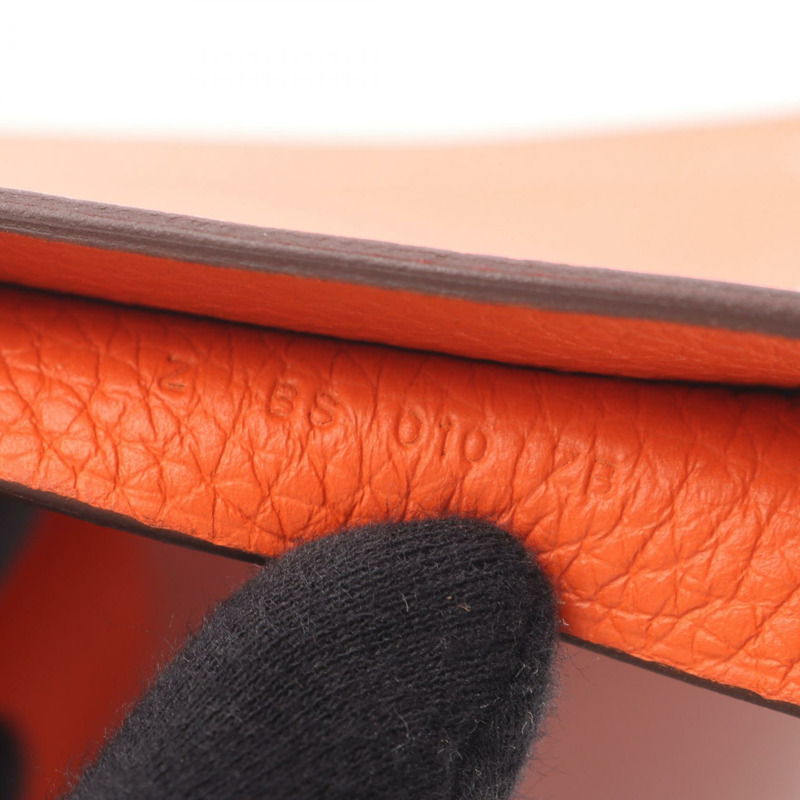 愛馬仕 Cabas Sellier 46 手提單肩包，Clemence 皮革，橙色罌粟花圖案，二手。-4