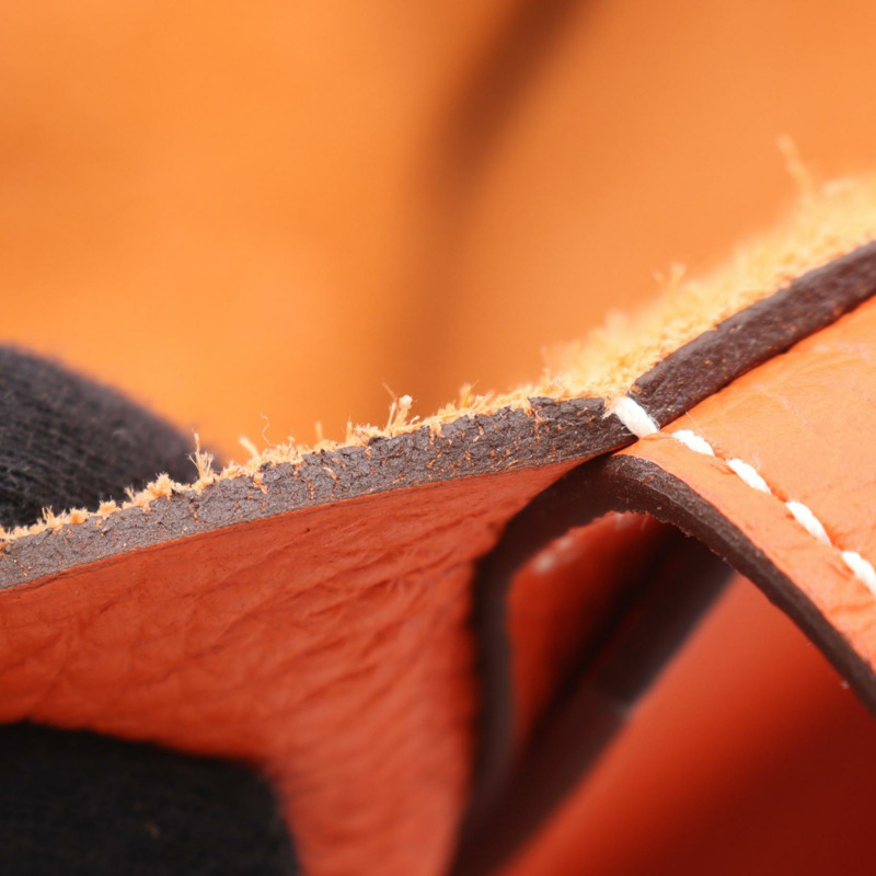 愛馬仕 Cabas Sellier 46 手提單肩包，Clemence 皮革，橙色罌粟花圖案，二手。-7