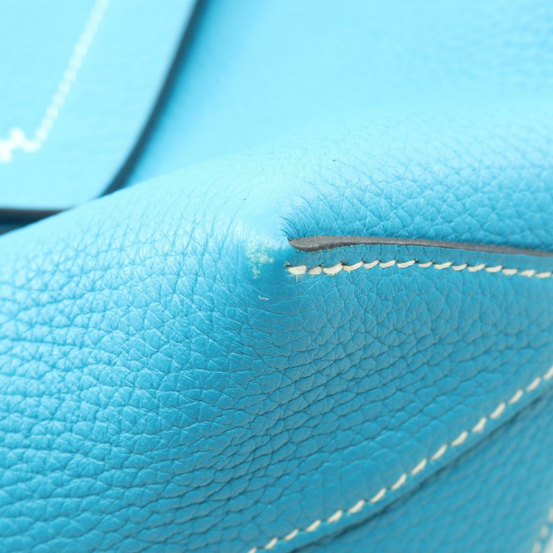 愛馬仕 Cabas Sellier 31 托特單肩包，Clemence 皮革，藍色 Frida 款，二手 Z-5