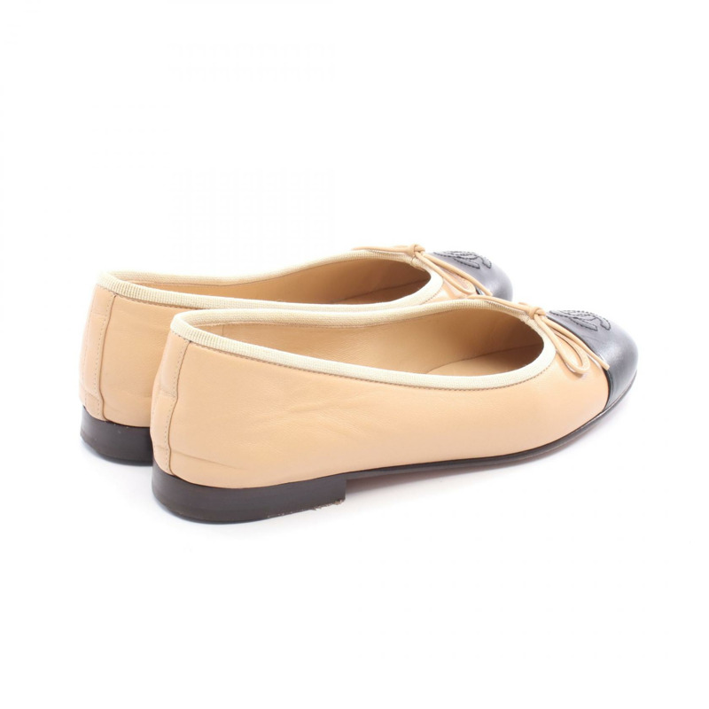 香奈兒芭蕾舞鞋 G02819 皮革 米色 黑色 二手 女款 36C CC-1