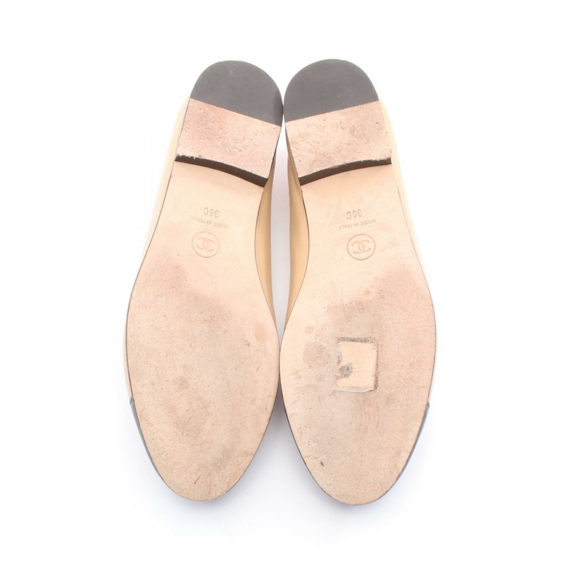 香奈兒芭蕾舞鞋 G02819 皮革 米色 黑色 二手 女款 36C CC-3