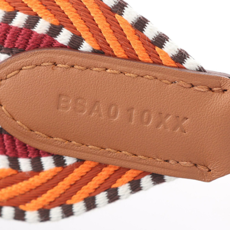 HERMES Bandouliere Sangle Cavale 肩帶皮革帆布橙色 SHW 二手 B-4