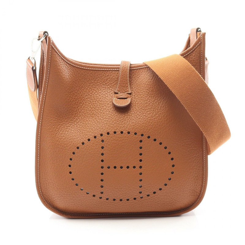 愛馬仕 Evelyne III PM 單肩斜背包 056277CK Clemence 皮革 金色 二手-0