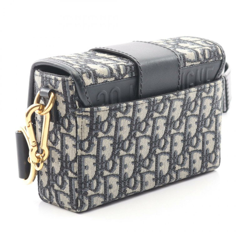 Dior 30 MONTAIGNE Box 單肩斜背包 帆布皮革 海軍藍 米色 二手 CD-1