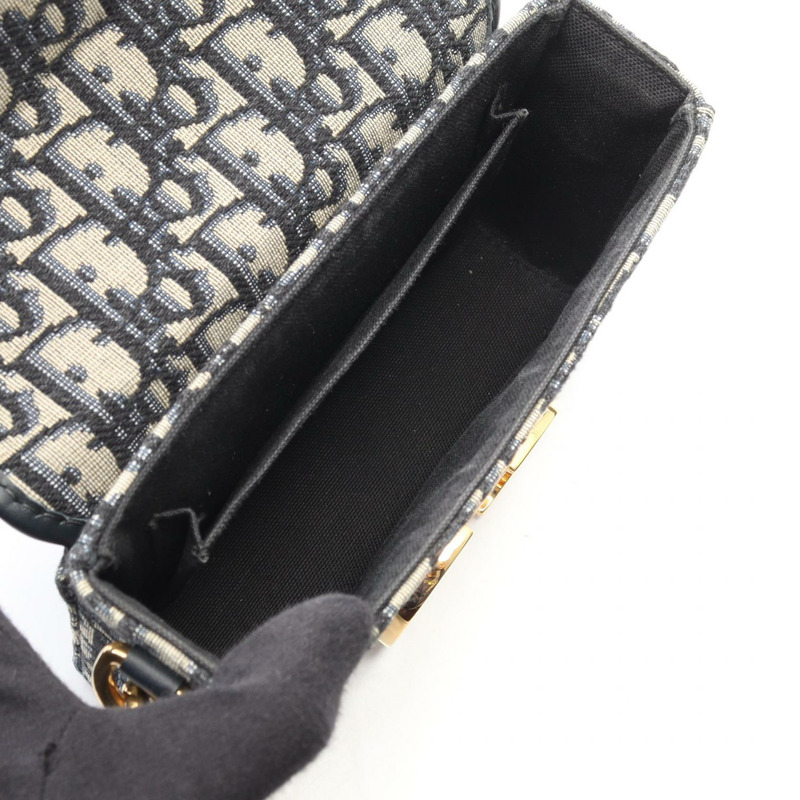 Dior 30 MONTAIGNE Box 單肩斜背包 帆布皮革 海軍藍 米色 二手 CD-2