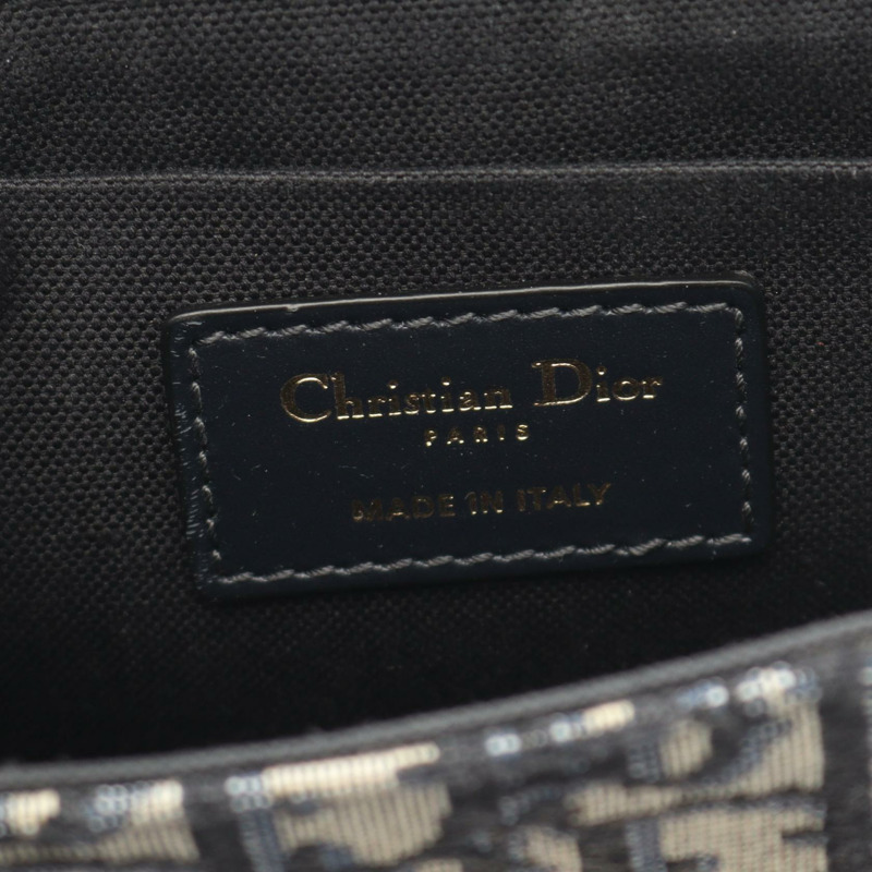 Dior 30 MONTAIGNE Box 單肩斜背包 帆布皮革 海軍藍 米色 二手 CD-3