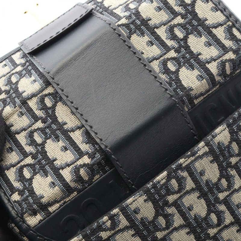 Dior 30 MONTAIGNE Box 單肩斜背包 帆布皮革 海軍藍 米色 二手 CD-8