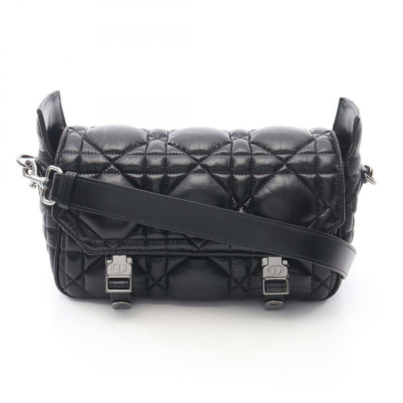 Dior CAMP 小號 Macro Cannage 單肩包 M1243OMIG 黑色皮革二手-0