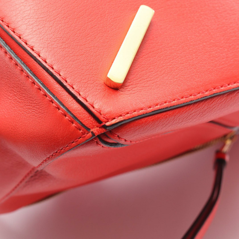 LOEWE Puzzle 中型斜挎包/單肩包/手提包，紅色真皮，二手女款-8