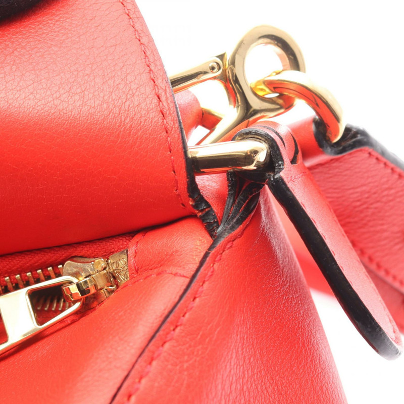 LOEWE Puzzle 中型斜挎包/單肩包/手提包，紅色真皮，二手女款-13