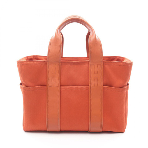 愛馬仕 Acapulco PM 手提包 047610CK 人字紋帆布 皮革 橙色 SHW 二手