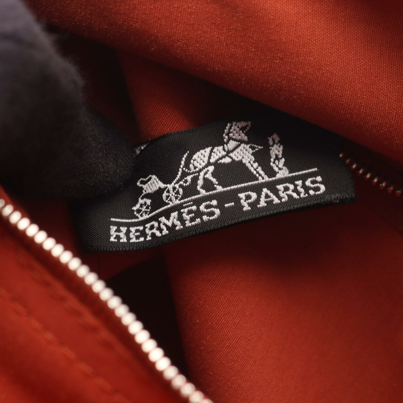 愛馬仕 Acapulco PM 手提包 047610CK 人字紋帆布 皮革 橙色 SHW 二手-3