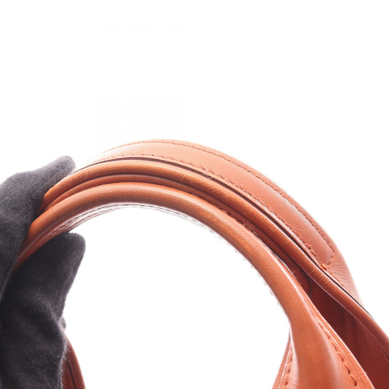 愛馬仕 Acapulco PM 手提包 047610CK 人字紋帆布 皮革 橙色 SHW 二手-5