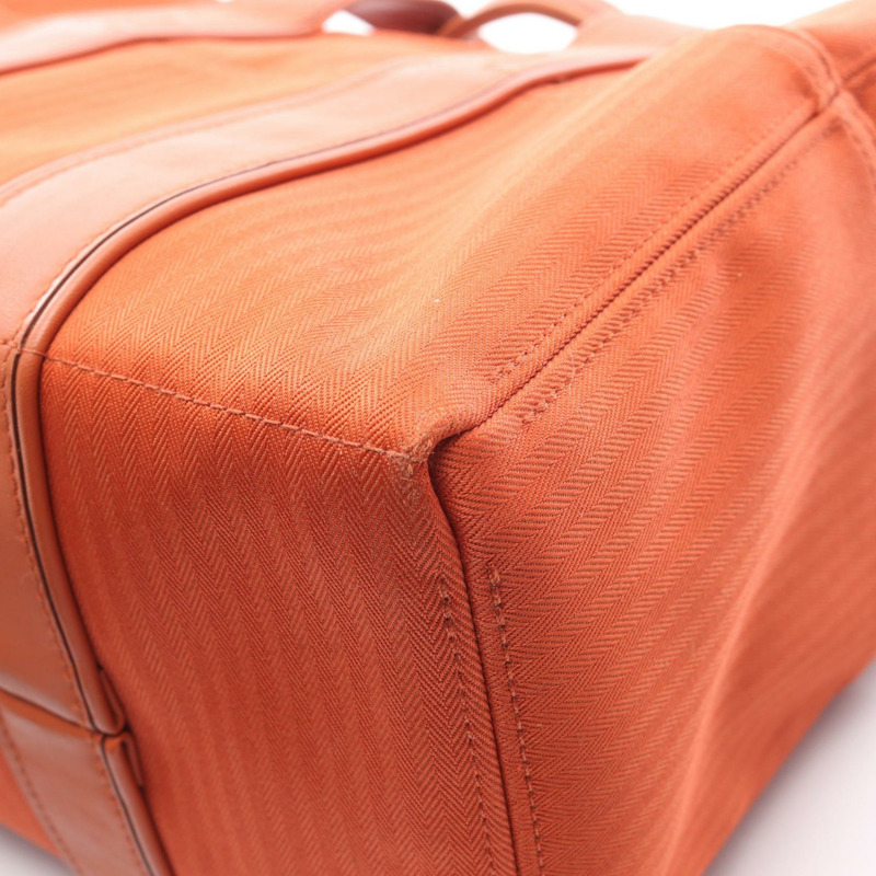 愛馬仕 Acapulco PM 手提包 047610CK 人字紋帆布 皮革 橙色 SHW 二手-9