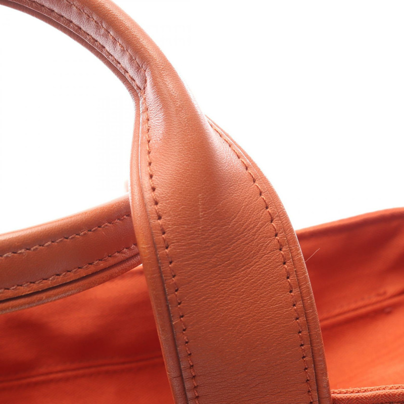 愛馬仕 Acapulco PM 手提包 047610CK 人字紋帆布 皮革 橙色 SHW 二手-11