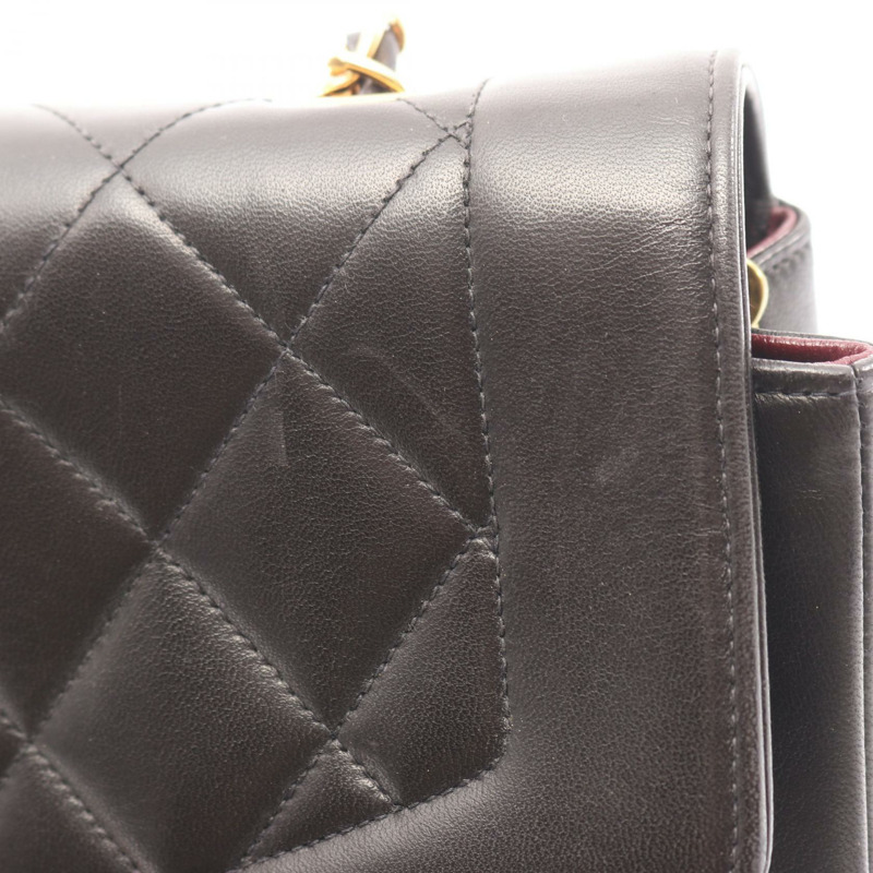 香奈兒 (CHANEL) 絎縫 Diana 翻蓋單肩斜挎包，羊皮材質，黑色，金色五金，二手-7
