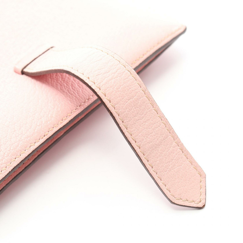 愛馬仕 Bearn Compact 雙折皮夾，D 山羊皮，櫻花玫瑰色，銀色五金，二手-9