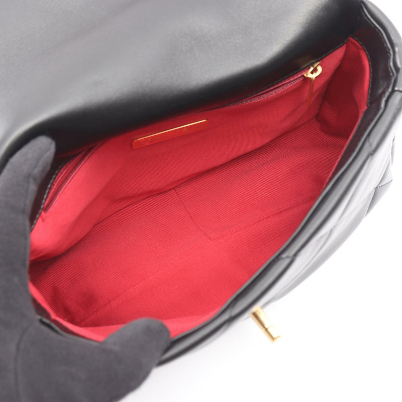 香奈兒 19 Matelasse 鏈條肩背斜背包 AS1160 黑色皮革 二手 CC-2