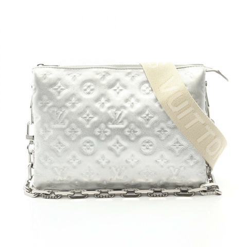 路易威登 Coussin PM 單肩包 M57913 Monogram/壓紋皮革 銀色 二手