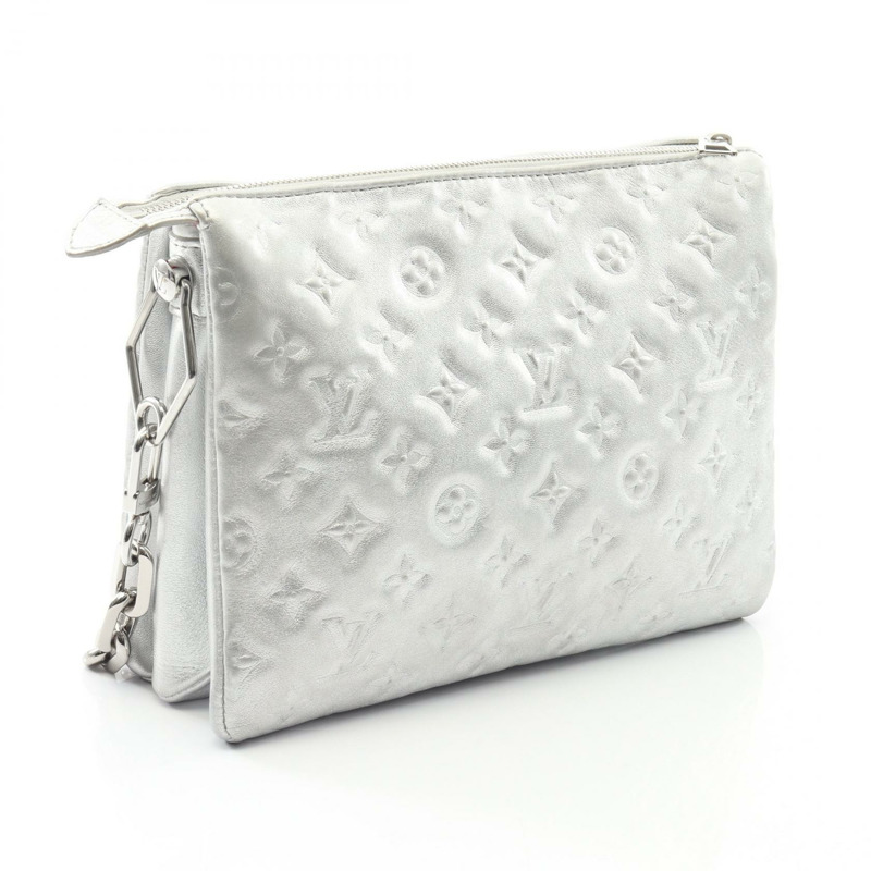 路易威登 Coussin PM 單肩包 M57913 Monogram/壓紋皮革 銀色 二手-1