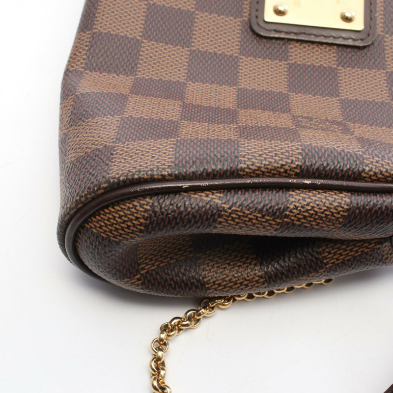 路易威登 Eva 鏈條斜背包 N55213 Damier 皮革 棕色 Ebene 二手-5