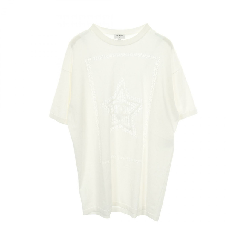 香奈兒 (CHANEL) 星形可可標誌寬鬆短袖T卹 白色 二手 女款 #36-0