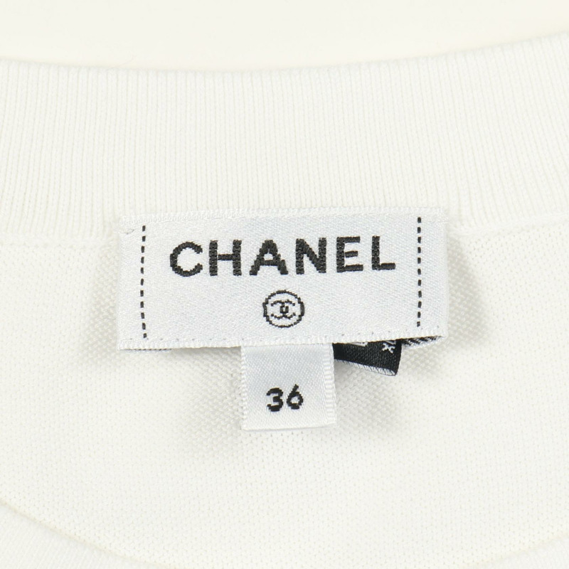 香奈兒 (CHANEL) 星形可可標誌寬鬆短袖T卹 白色 二手 女款 #36-2