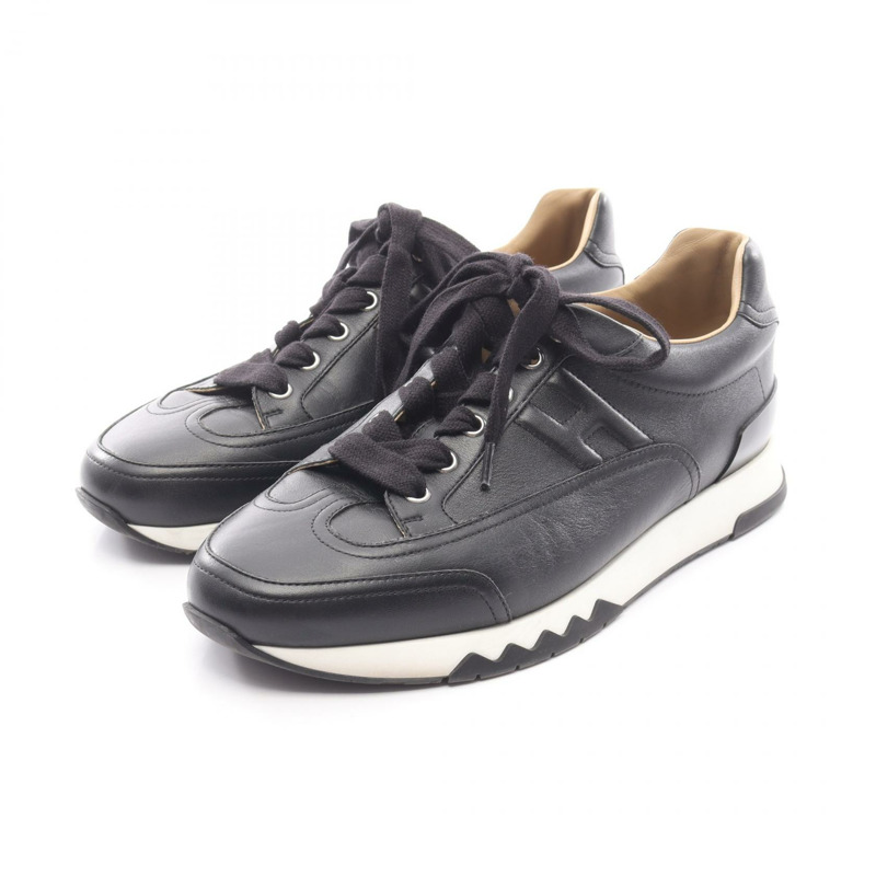 愛馬仕 (HERMES) Trail 運動鞋，黑色真皮，二手男款，尺寸 41-0