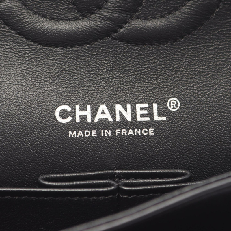 香奈兒 (CHANEL) 絎縫雙蓋鏈條肩背包,羊皮材質,黑色,銀色五金,二手-3