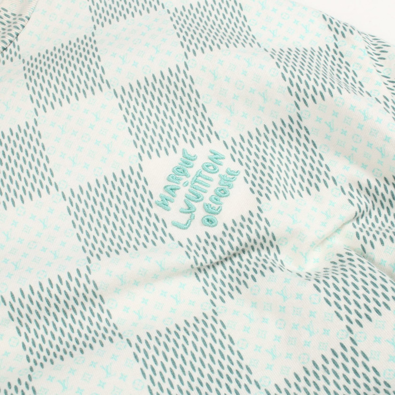 路易威登 Damier Monogram T 卹 RM242MM NPG 棉質 白色 綠色 二手 男款-10