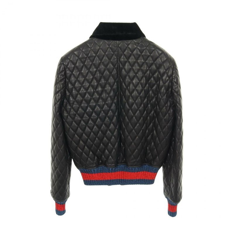 GUCCI Sherry系列羊皮黑色多色短版外套 #42 二手女款-1