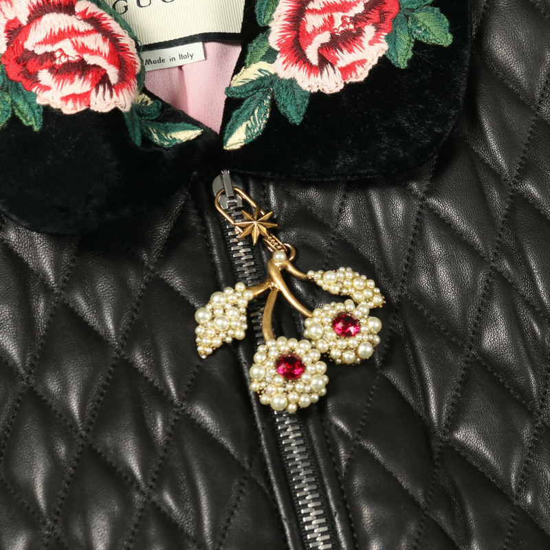 GUCCI Sherry系列羊皮黑色多色短版外套 #42 二手女款-7