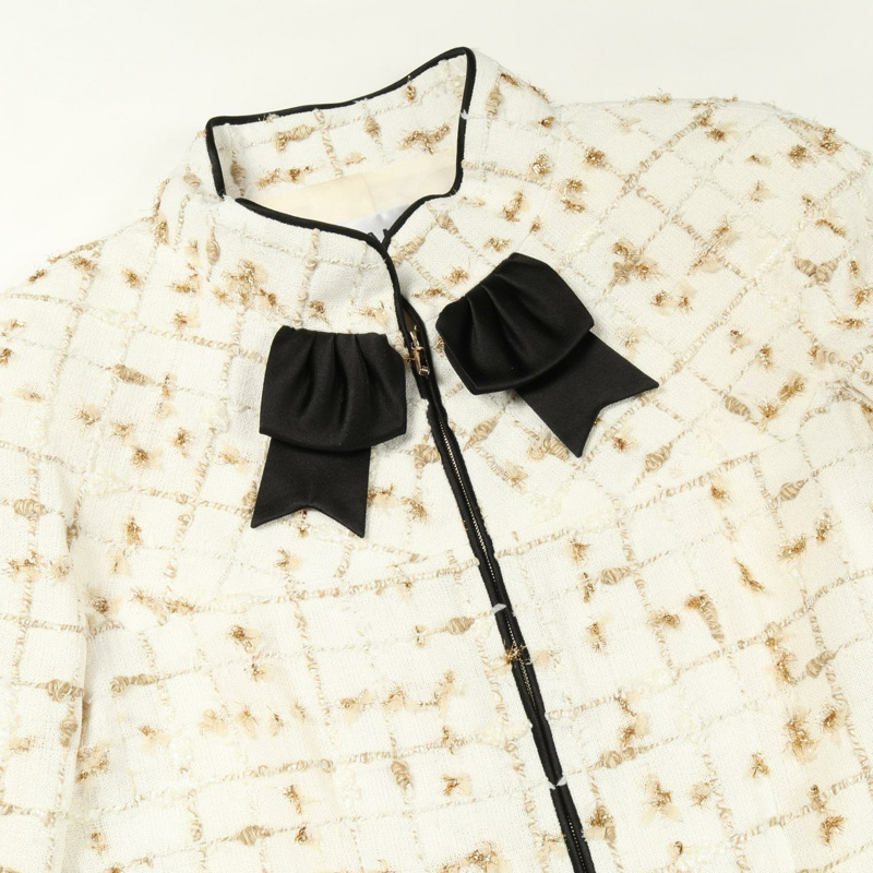 香奈兒 COCO 標誌紐扣斜紋軟呢外套 其他款式 尼龍 白色 黑色 金色 二手 女士-7