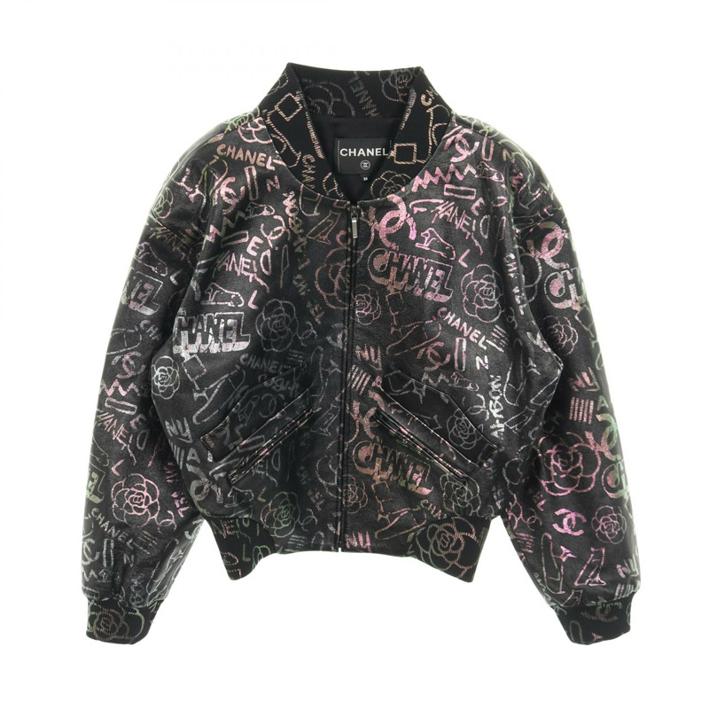 香奈兒 (CHANEL) 36號羊皮真絲黑色多色拼接夾克，二手女款 CC-0