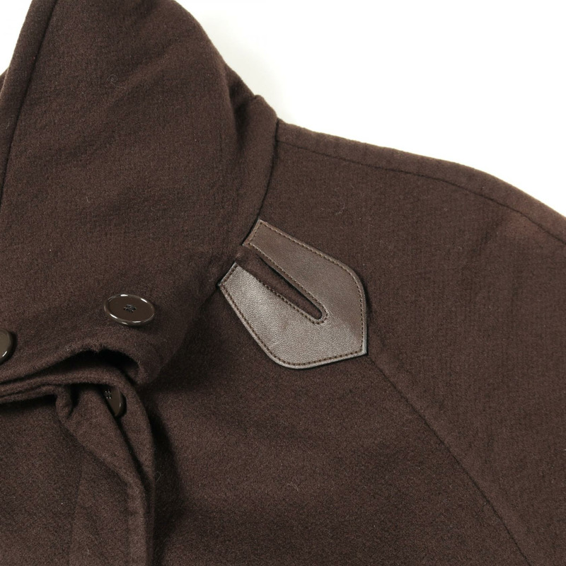 愛馬仕不鏽鋼領長羊絨大衣 #42 棕色 二手女款-8