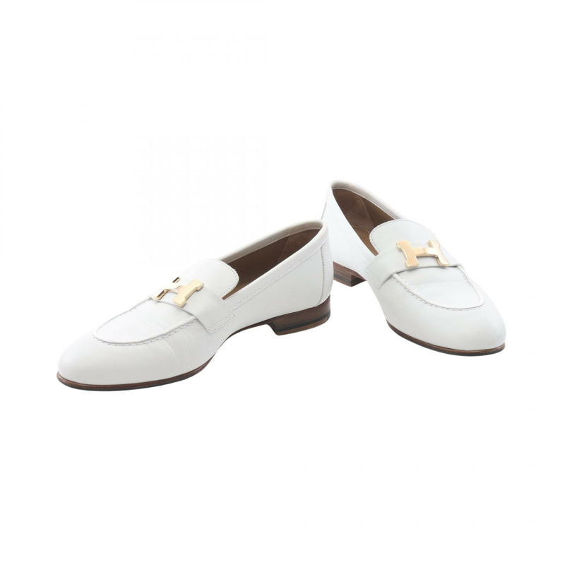 愛馬仕 Paris 樂福鞋 #35 231048Z 白色真皮二手女鞋-2