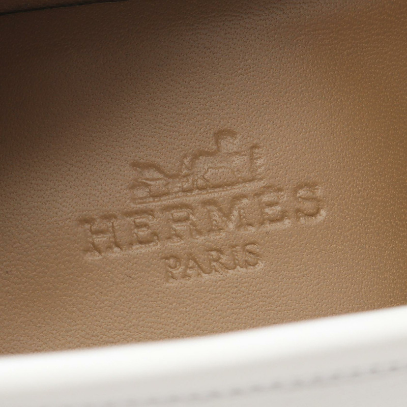 愛馬仕 Paris 樂福鞋 #35 231048Z 白色真皮二手女鞋-4
