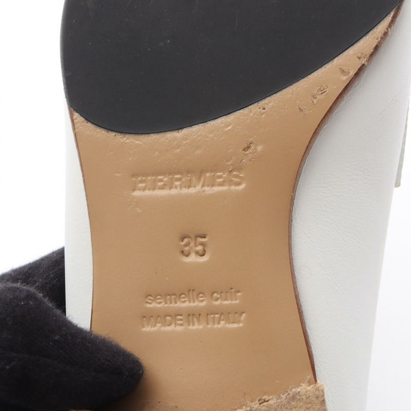 愛馬仕 Paris 樂福鞋 #35 231048Z 白色真皮二手女鞋-6