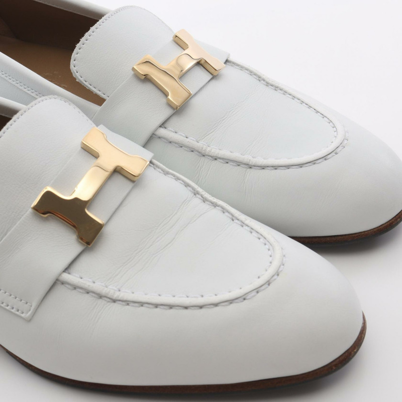 愛馬仕 Paris 樂福鞋 #35 231048Z 白色真皮二手女鞋-11