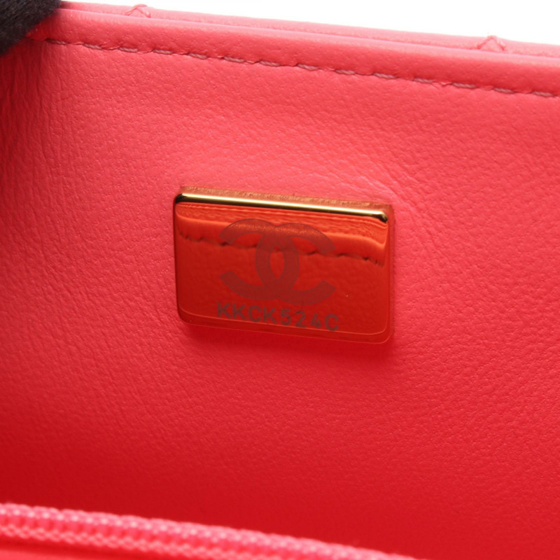 香奈兒迷你絎縫20鏈條肩背斜背包 A69900 皮革 粉紅色 二手-4